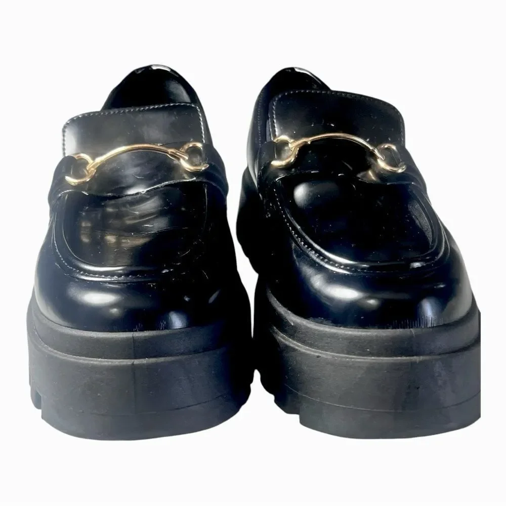 ASOS Design Black Loafers with Gold Accent Sz 9